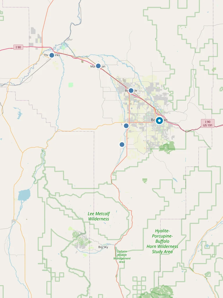Map of Gallatin County, MT service area