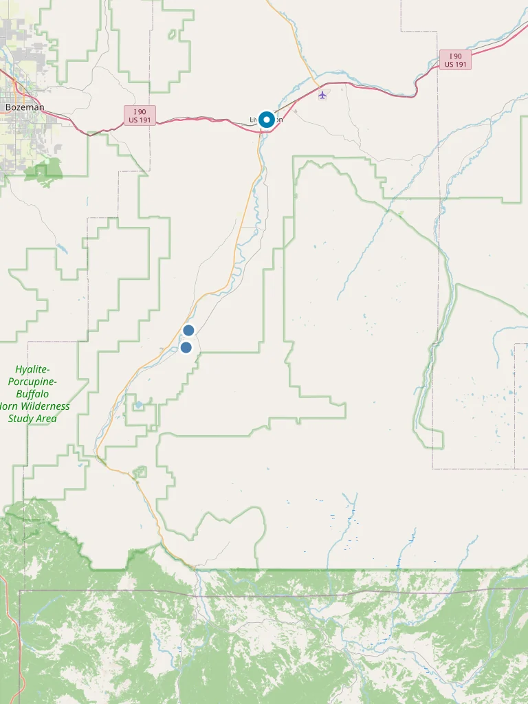 Map of the Fresh Perspective window cleaning service area in Park County, MT — Livingston, Pray, Emigrant and Paradise Valley